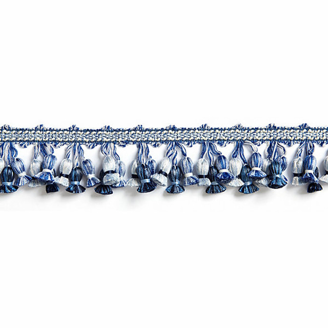 Newport Tassel Fringe/Porcelain Ft1103M-020 by Scalamandre Trim Designer Trim BOTANICA STOCKED AT 50% FIBRANNE, 41% RAYON, 9% POLYESTER CHINA LIGHT DUTY Horizontal: and Vertical: 2" - Swanky Fabrics -
