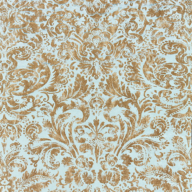 Palladio Velvet Damask/Verdigris 16592-004 by Scalamandre Designer Fabric MODERN LUXURY STOCKED AT 60% VISCOSE;40% COTTON ITALY HEAVY DUTY Horizontal: 31.5" and Vertical: 26.75" 54" - Swanky Fabrics -