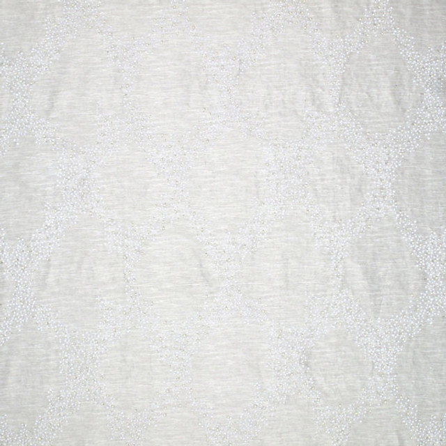 Pearlescence/Pearl 1017-001 by Old World Weavers Designer Fabric STOCKED AT SCALAMANDRE WAREHOUSE 69% COTTON|18% VISCOSE|13% SILK W/RAYON|&amp; PLASTIC EMBROIDERY INDIA DRAPERY ONLY Horizontal: 15" and Vertical: 16.75" 52" - Swanky Fabrics -