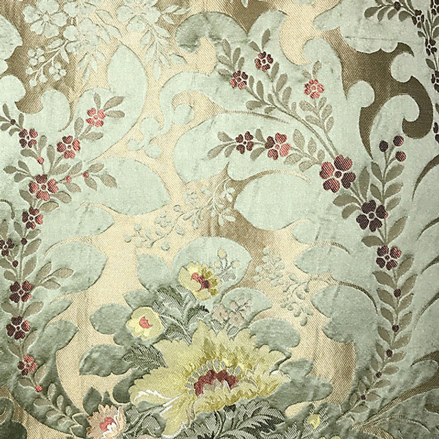 Rimini/Celadon 2473-002 by Old World Weavers Designer Fabric STOCKED AT SCALAMANDRE WAREHOUSE 10% COTTON|10% POLYESTER|28% LINEN|52% SILK ITALY LIGHT DUTY Horizontal: 30" and Vertical: 27.5" 55" - Swanky Fabrics -