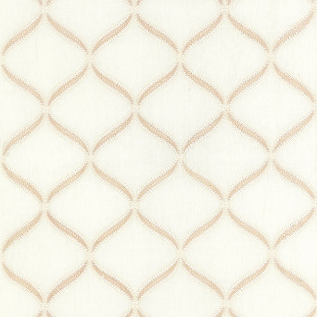 Rondure Embroidery/Bisque 27074-001 by Scalamandre Designer Fabric SPRING 2016 STOCKED AT 54% VISCOSE;46% LINEN INDIA LIGHT DUTY Horizontal: 7.75" and Vertical: 7" 51" USABLE WIDTH (WHERE THE|EMBROIDERY IS ON THE PATTERN)|55" - Swanky Fabrics -