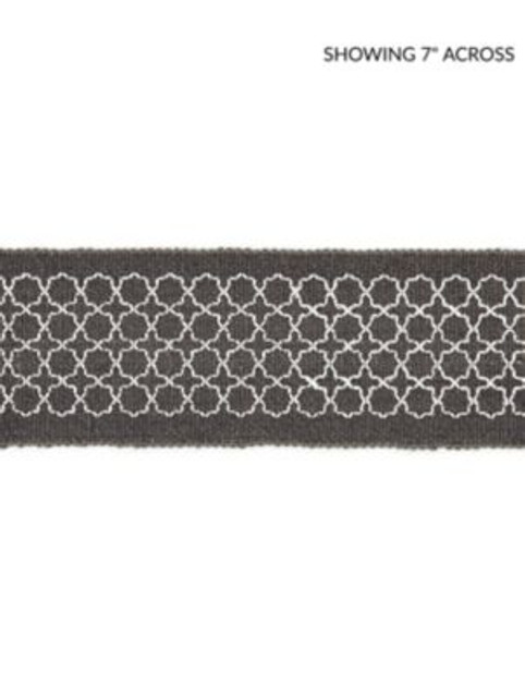 Seville Embroidered Tape Charcoal SCT32890004 by Scalamandre Designer Trim MERCHANTE 91% LINEN 9% RAYON INDIA LIGHT DUTY Horizontal: .5" and Vertical: 2.5 - Swanky Fabrics -