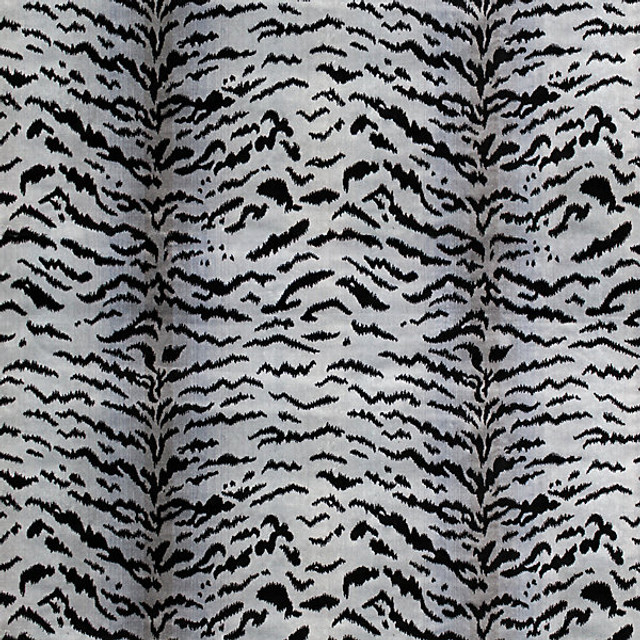 Tigre/Silver & Black 26167Mma-005 by Scalamandre Designer Fabric STOCKED AT SCALAMANDRE WAREHOUSE 69% VISCOSE, 18% POLYESTER, 13% COTTON USA MEDIUM DUTY Horizontal: 30.5" and Vertical: 24.75" 48.5" - Swanky Fabrics -