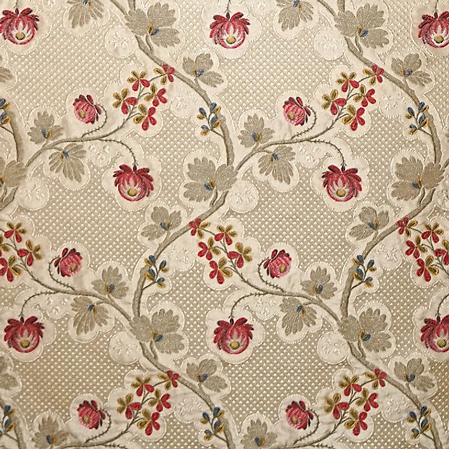 Trottola/Strawberry Cream 0352-007 by Old World Weavers Designer Fabric CLASSICS STOCKED AT SCALAMANDRE WAREHOUSE 68% SILK|17% COTTON|15% POLYESTER ITALY LIGHT DUTY Horizontal: 10" and Vertical: 7" 55" - Swanky Fabrics -