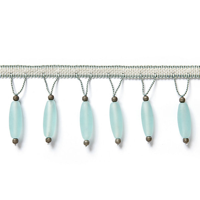 Vionnet Beaded Fringe/Aquamarine Fx1501-003 by Scalamandre Trim Designer Trim FALL 2016 STOCKED AT 91% GLASS;5% METALLIC;4% VISCOSE INDIA LIGHT DUTY Horizontal: and Vertical: 1.125" 3.125" - Swanky Fabrics -