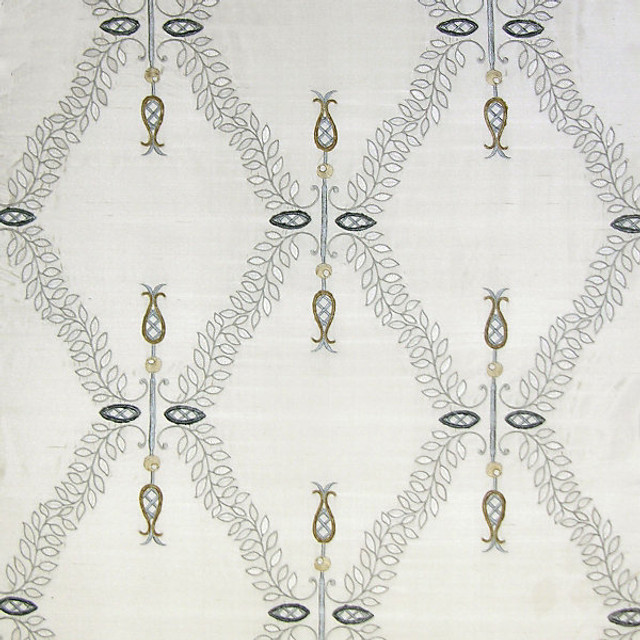 White Hall/Frost 1620-005 by Old World Weavers Designer Fabric GEOFFREY BRADFIELD STOCKED AT SCALAMANDRE WAREHOUSE 100% SILK INDIA LIGHT DUTY Horizontal: 15" and Vertical: 12.75" 52" - Swanky Fabrics -