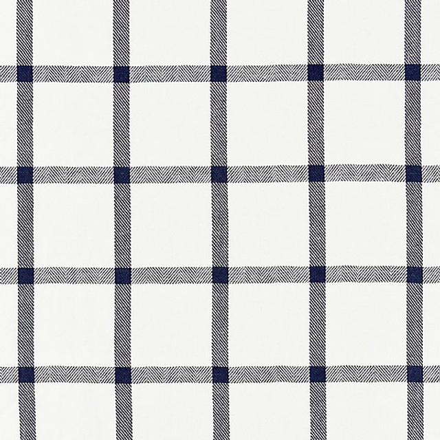 Wilton Linen Check/Navy 27152-004 by Scalamandre Designer Fabric CHATHAM STRIPES & PLAIDS STOCKED AT 100% LINEN INDIA MEDIUM DUTY Horizontal: 5.25" and Vertical: 4.5" 53" - Swanky Fabrics -