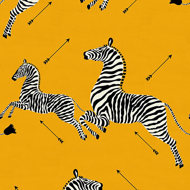 Zebras - Outdoor/Yellow 36378-002 by Scalamandre Designer Fabric ZEBRAS STOCKED AT 100% SOLUTION DYED POLYESTER ITALY HEAVY DUTY Horizontal: 39.25" and Vertical: 27.5" 55.5" - Swanky Fabrics -