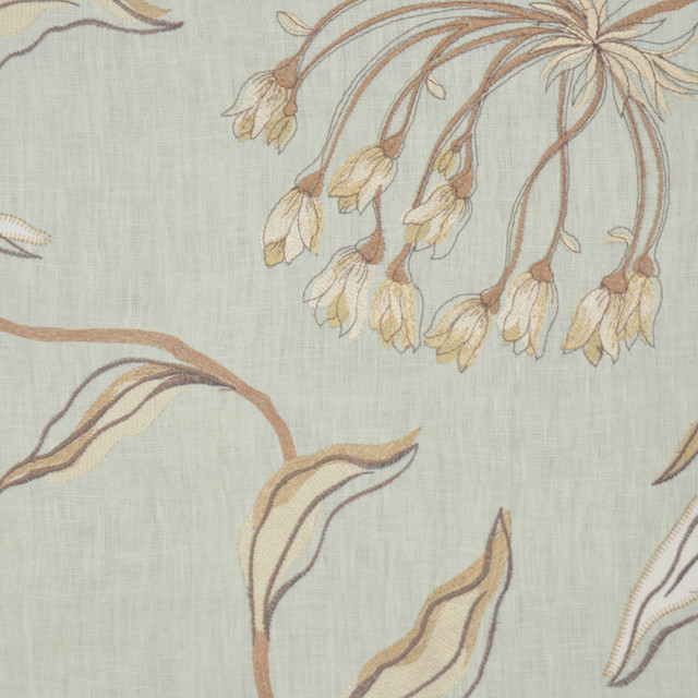 A0355 Honey Mustard by RM CoCo Designer Fabric Feng Shui 77% Linen,19% Viscose Embroider, - Dry clean only Horizontal: 25.6 and Vertical: 31.5 51 - Swanky Fabrics -
