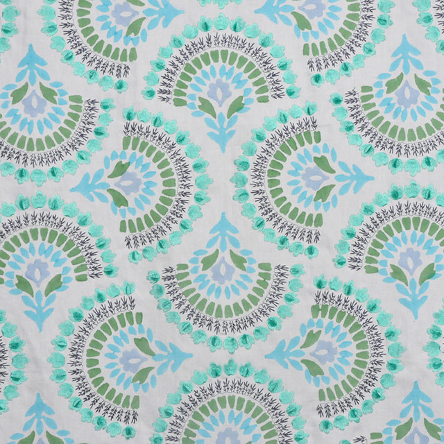 A0489 Peacock by RM CoCo Designer Fabric Bollywood 38 OCT 25 LIN 26 VISC 11 SPUN PO - Dry clean only Horizontal: 16.93 and Vertical: 15.75 54 - Swanky Fabrics -