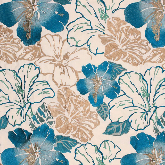 Floral Splendor Teal by RM CoCo Designer Fabric 2017 Spring Luxe Collection 58% Cotton 42% Polyester See Sample 0 Horizontal: 25.631.5 54  - Swanky Fabrics -