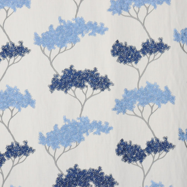 Sirens Indigo by RM CoCo Designer Fabric Peacock 52 POLY 48 COTTON - Dry clean only Horizontal: 17 and Vertical: 12.25 54 - Swanky Fabrics -