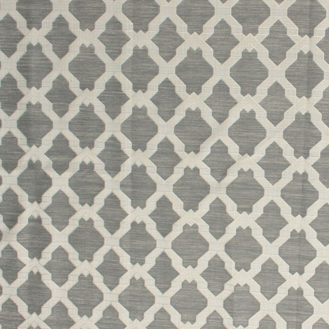 Caravan Trellis Grey by RM CoCo Designer Fabric Finishing Touches Vol 11 67% Polyester 33% Cotton See Sample 50000 Horizontal: 4.55 55  - Swanky Fabrics -