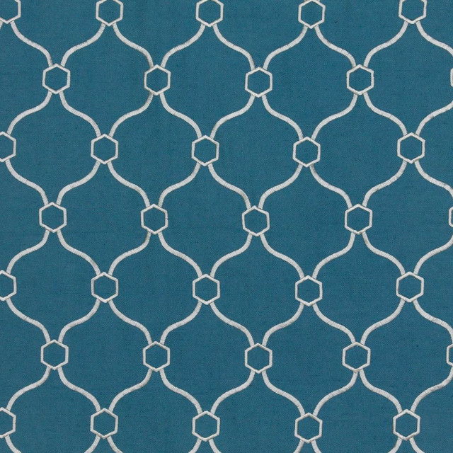 Picardie Trellis Turquoise by RM CoCo Designer Fabric Finishing Touches Vol 9 32% Viscose 30% Polyester 26% Linen 12% Rayon See Sample 60000 Horizontal: 3.755 55  - Swanky Fabrics -