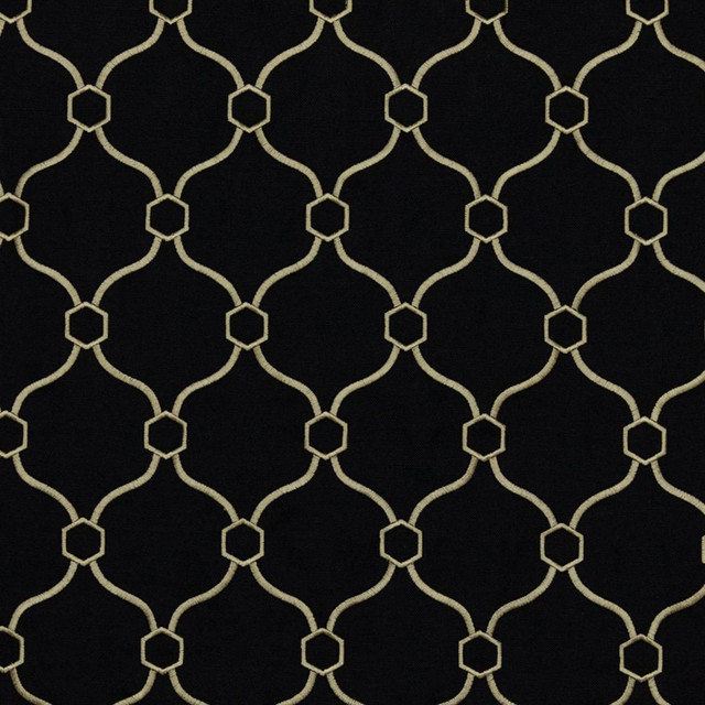 Picardie Trellis Ebony by RM CoCo Designer Fabric Finishing Touches Vol 11 32% Viscose 30% Polyester 26% Linen 12% Rayon See Sample 60000 Horizontal: 3.755 55  - Swanky Fabrics -