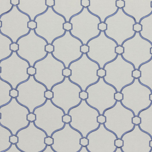 Picardie Trellis Wedgewood by RM CoCo Designer Fabric Finishing Touches Vol 9 32% Viscose 30% Polyester 26% Linen 12% Rayon See Sample 60000 Horizontal: 3.755 55  - Swanky Fabrics -