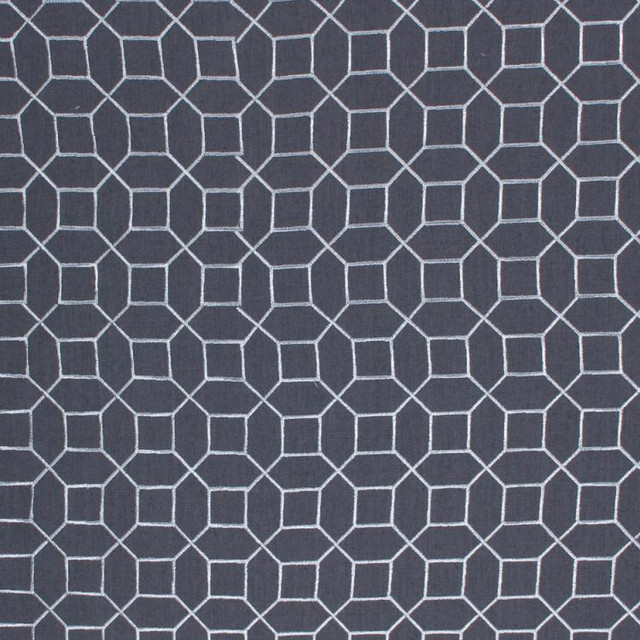 Sedgewick Trellis Graphite by RM CoCo Designer Fabric Inspired Living Vol 12 95% Polyester, 5% Linen - Dry clean only Horizontal: 3.375 and Vertical: 3.375 52 - Swanky Fabrics -