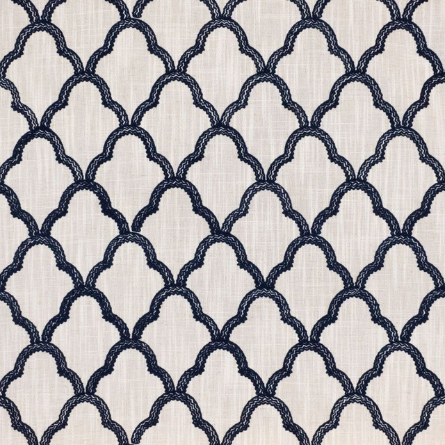 Lace Trellis Lapis by RM CoCo Designer Fabric Finishing Touches Vol 15 95% Polyester 5% Linen See Sample 0 Horizontal: 55.75 57  - Swanky Fabrics -