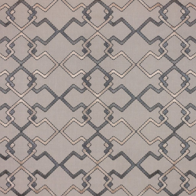 Interlock Trellis Sterling by RM CoCo Designer Fabric Inspired Living Vol 13 100% Polyester See Sample 0 Horizontal: 10.2362269.448824 54  - Swanky Fabrics -