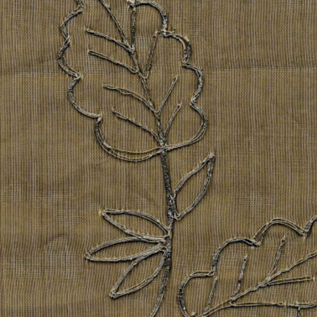 Metallic Leaf Brown by RM CoCo Designer Fabric Focal Point - Wesco 100% SILK - Dry clean only Horizontal: 8.5 and Vertical: 7 51 - Swanky Fabrics -