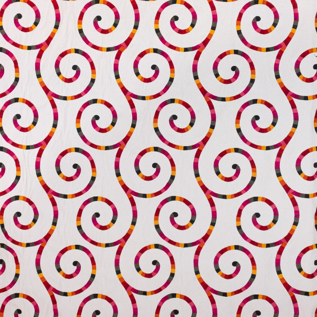 Tupinamba Swirl Fiesta by RM CoCo Designer Fabric 2018 Spring - Prive Collection 100% Cotton Embroidery 100% Polyester Base See Sample 0 Horizontal: 12.515 55  - Swanky Fabrics -