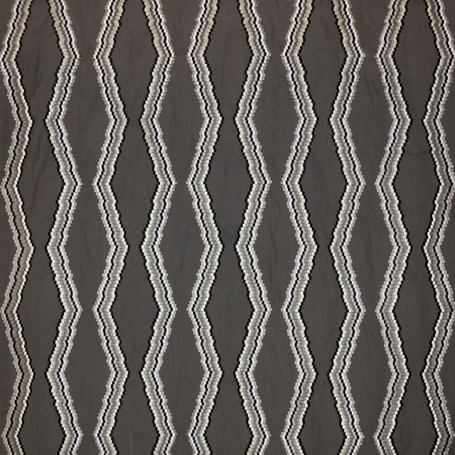 Tiberon Stripe Graphite by RM CoCo Designer Fabric 2018 Spring - Prive Collection 52% Polyester 48% Cotton Embroidery: 100% Viscose See Sample 0 Horizontal: 10.59.25 54  - Swanky Fabrics -