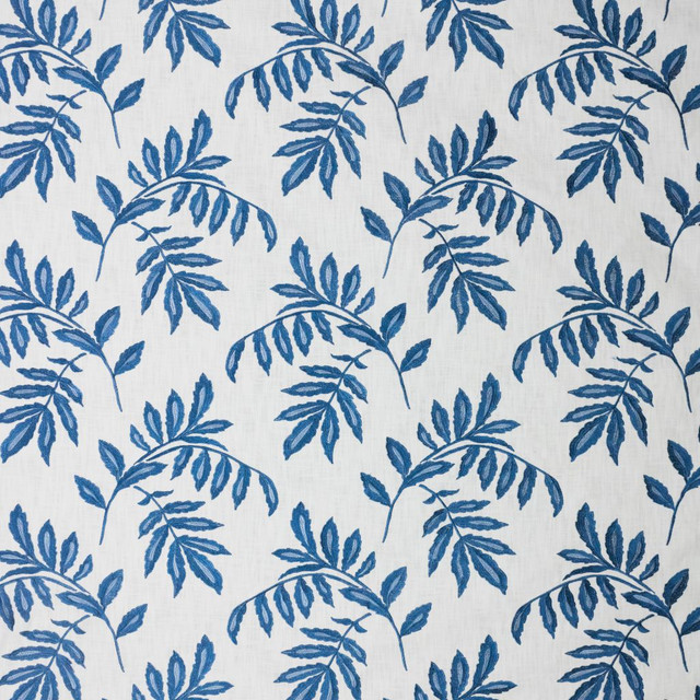 Falling Leaves Mood Indigo by RM CoCo Designer Fabric 2018 Spring - Prive Collection 100% Cotton Embroidery 100% Viscose Base See Sample 0 Horizontal: 1615 54  - Swanky Fabrics -