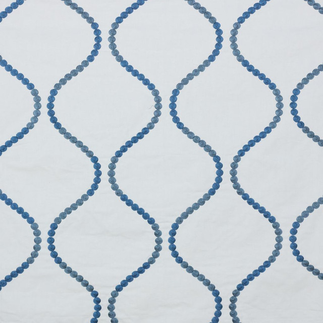 Button Trellis Mood Indigo by RM CoCo Designer Fabric 2018 Spring - Prive Collection 100% Cotton Embroidery 100% Viscose Base See Sample 0 Horizontal: 10.2511.375 54  - Swanky Fabrics -