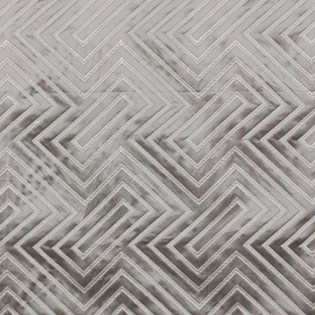 Kabuki Fret Titanium by RM CoCo Designer Fabric 2018 Spring - Prive Collection 60% Cotton 40% Polyester Embroidery: 100% Viscose See Sample 0 Horizontal: 8.1257.75 54  - Swanky Fabrics -