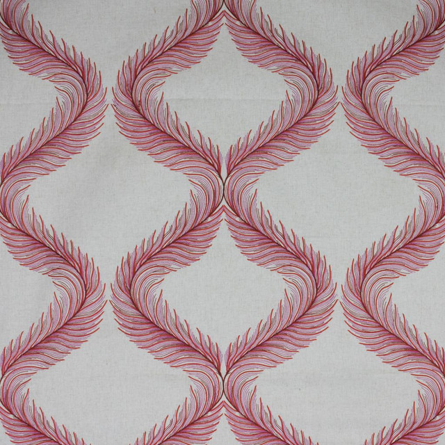 Nom de Plume Pomegranate by RM CoCo Designer Fabric 2018 Spring - Prive Collection 80% Polyester 20% Linen Embroidery: 100% Polyester See Sample 0 Horizontal: 17.62515.375 59  - Swanky Fabrics -