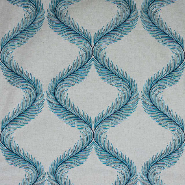 Nom de Plume Aegean by RM CoCo Designer Fabric 2018 Spring - Prive Collection 80% Polyester 20% Linen Embroidery: 100% Polyester See Sample 0 Horizontal: 17.62515.375 59  - Swanky Fabrics -