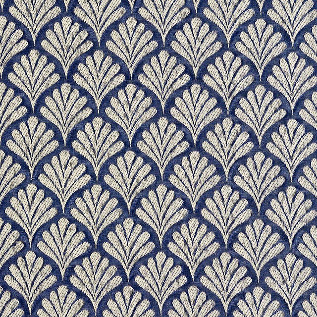 2654 Wedgewood/Fan by Charlotte Designer Fabric Uptown Jacquards VI 100% Woven Polyester Asia Exceeds 70,000 Wyzenbeek Rubs (Heavy Duty) Horizontal: 1.75" x Vertical: 1.5" 54 Inches - Swanky Fabrics -