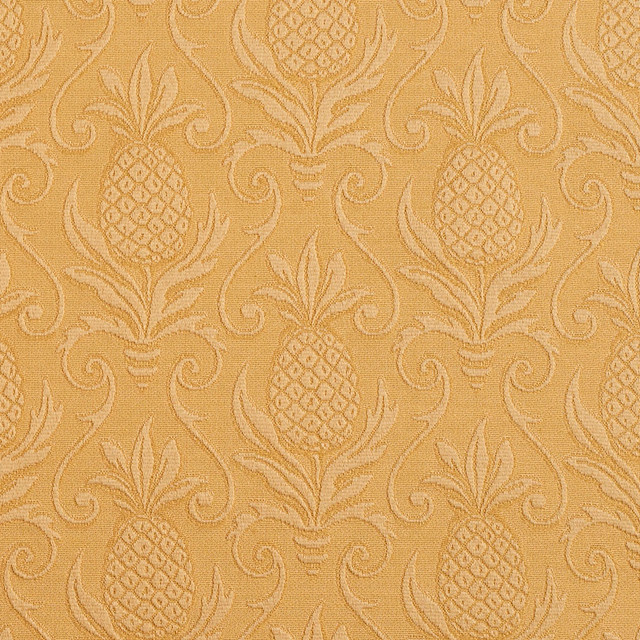5524 Gold/Pineapple by Charlotte Designer Fabric Enchanted Gardens 75% Cotton, 25% Polyester Asia Exceeds 70,000 Wyzenbeek Rubs (Heavy Duty) Horizontal: 7.0" x Vertical: 7.5" 54 Inches - Swanky Fabrics -