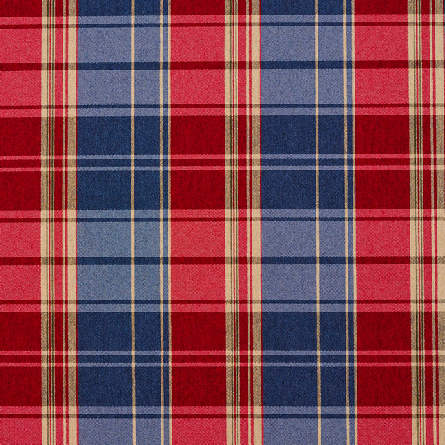 5804 Patriot Plaid by Charlotte Designer Fabric Classic Patterns 52% Polyester, 48% Cotton Made In USA Exceeds 200,000 Wyzenbeek Rubs (Heavy Duty) Horizontal: 6.5" X Vertical: 7" 54 Inches - Swanky Fabrics -