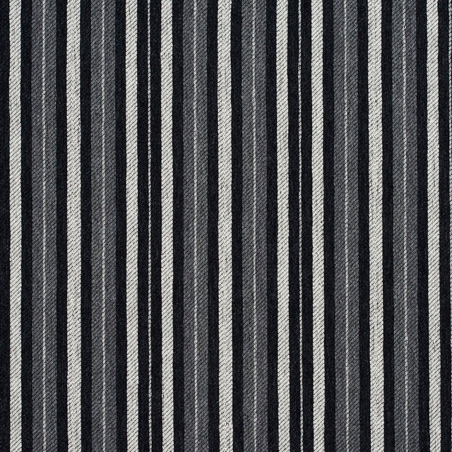 5825 Onyx Stripe by Charlotte Designer Fabric Classic Patterns 52% Polyester, 48% Cotton Made In USA Exceeds 120,000 Wyzenbeek Rubs (Heavy Duty) Horizontal: 2" 54 Inches - Swanky Fabrics -