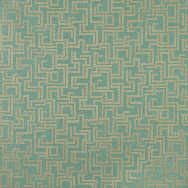 6632 Seafoam/Geometric by Charlotte Designer Fabric Outdoor/Indoor Oasis III 100% Woven Polyester Made In USA Exceeds 48,000 Wyzenbeek Rubs (Heavy Duty) Horizontal: 29.0" x Vertical: 10.0" 54 Inches - Swanky Fabrics -