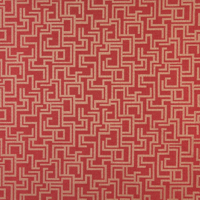 6638 Ruby/Geometric by Charlotte Designer Fabric Outdoor/Indoor Oasis III 100% Woven Polyester Made In USA Exceeds 48,000 Wyzenbeek Rubs (Heavy Duty) Horizontal: 29.0" x Vertical: 10.0" 54 Inches - Swanky Fabrics -