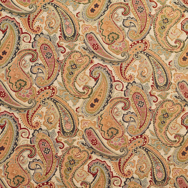 1972 Ecru Paisley by Charlotte Designer Fabric Tapestry Classics 70% Polyester, 30% Cotton Asia Exceeds 45,000 Wyzenbeek Rubs (Heavy Duty) Horizontal: 28.5" x Vertical: 15.25" 54 Inches - Swanky Fabrics -