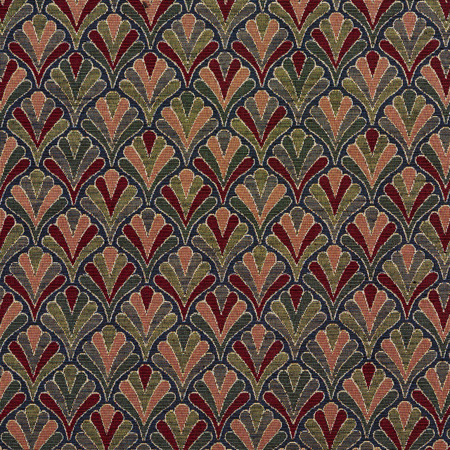 1975 Navy Fan by Charlotte Designer Fabric Tapestry Classics 70% Polyester, 30% Cotton Asia Exceeds 45,000 Wyzenbeek Rubs (Heavy Duty) Horizontal: 7.5" x Vertical: 7.5" 54 Inches - Swanky Fabrics -