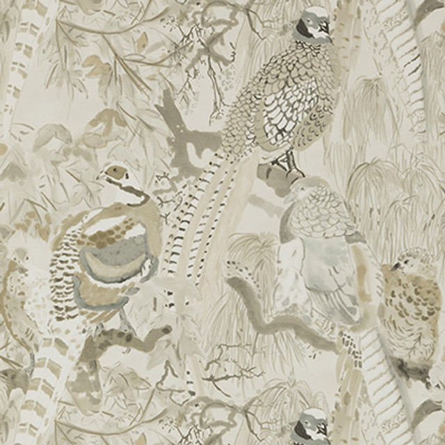 Game Birds Stone by Mulberry Designer Wallcovering
