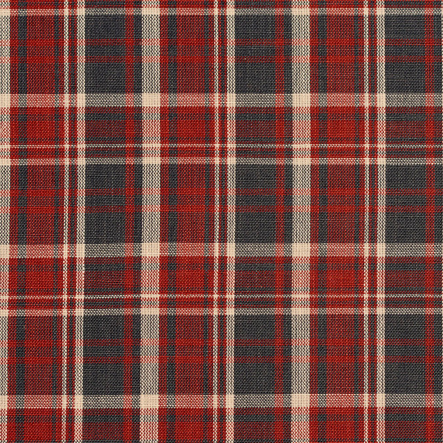 D101 Brick Plaid by Charlotte Designer Fabric Clubhouse Collection 100% Woven Polyester Asia Exceeds 120,000 Wyzenbeek Rubs (Heavy Duty) Horizontal: 3.25" x Vertical: 3.5" 54 Inches - Swanky Fabrics -
