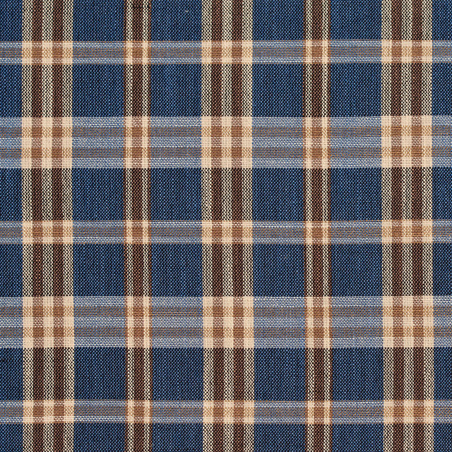 D155 Indigo Tartan by Charlotte Designer Fabric Clubhouse Collection 100% Woven Polyester Asia Exceeds 120,000 Wyzenbeek Rubs (Heavy Duty) Horizontal: 3.75" x Vertical: 3.75" 54 Inches - Swanky Fabrics -