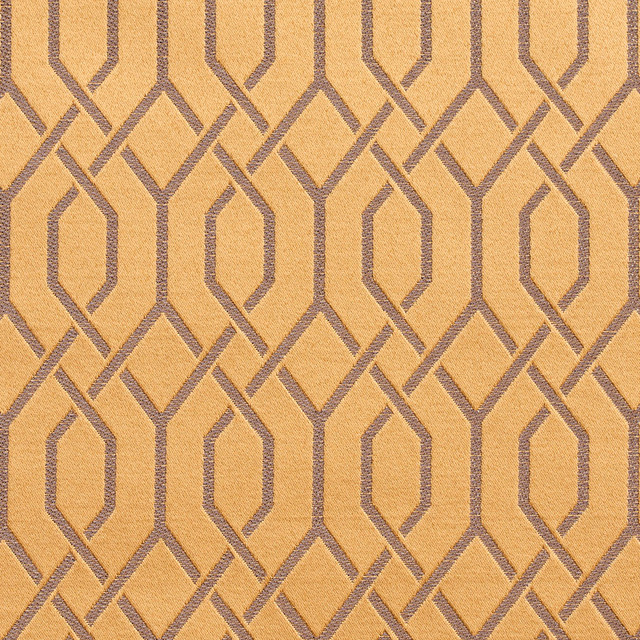 D186 Gold Lattice by Charlotte Designer Fabric Sateens 100% Woven Polyester Asia Exceeds 100,000 Wyzenbeek Rubs (Heavy Duty) Horizontal: 2" x Vertical: 2.75" 54 Inches - Swanky Fabrics -