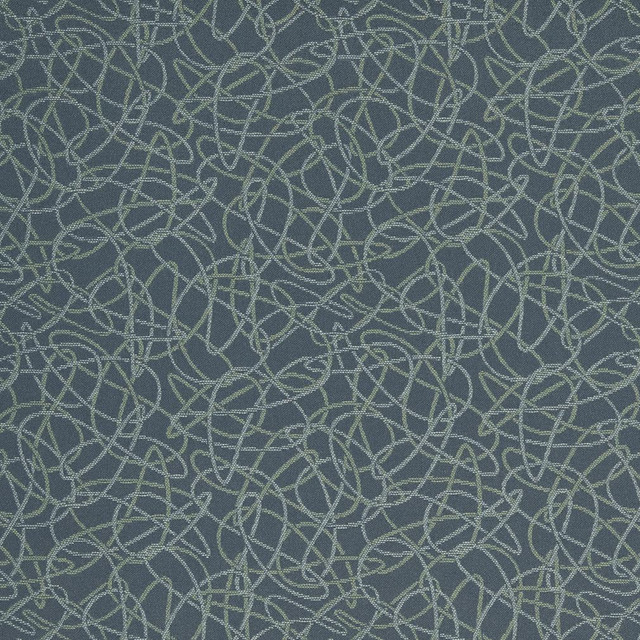D929 Squiggles/Aegean by Charlotte Designer Fabric Durables III 100% Woven Polyester Made In USA Exceeds 100,000 Wyzenbeek Rubs (Heavy Duty) Horizontal 7.25" x Vertical 7.25" 54 Inches - Swanky Fabrics -