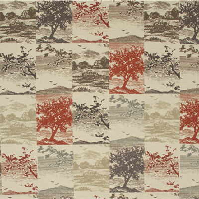 Open Spaces Red/Charcoal by Mulberry Designer Fabric Open Spaces Red/Charcoal by Mulberry Designer Fabric