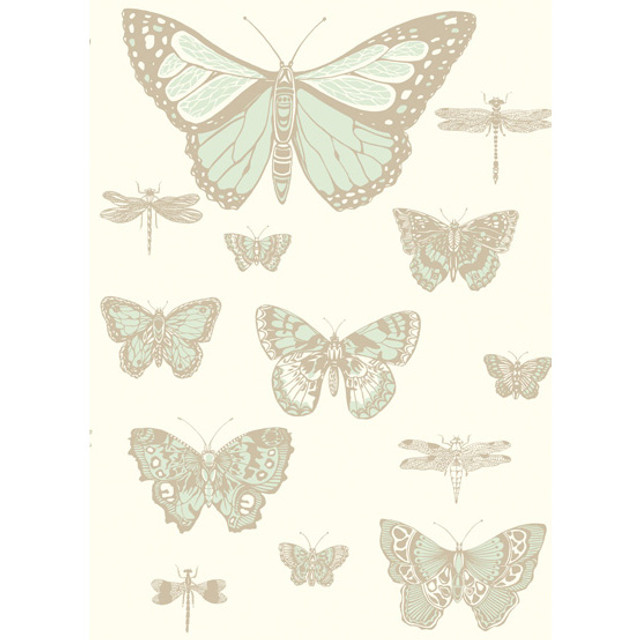 Butterflies & Dragonflies Duck Egg Ivry by Cole & Son Designer Wallcovering