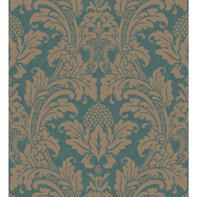 Blake Teal And Silver by Cole & Son Designer Wallcovering COLE & SON ALBEMARLE PAPER - 100% United Kingdom - Horizontal: - and Vertical: 20.88 21 - Swanky Fabrics -