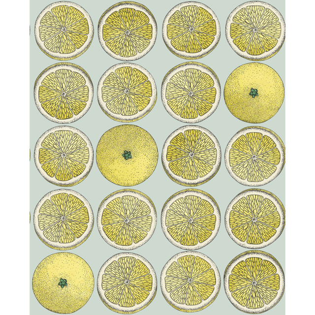 Arance Lemon/Seafoam by Cole & Son Designer Wallcovering COLE & SON FORNASETTI SENZA TEMPO PAPER - 100% United Kingdom - Horizontal: 20.5 and Vertical: 25.2 20.5 - Swanky Fabrics -