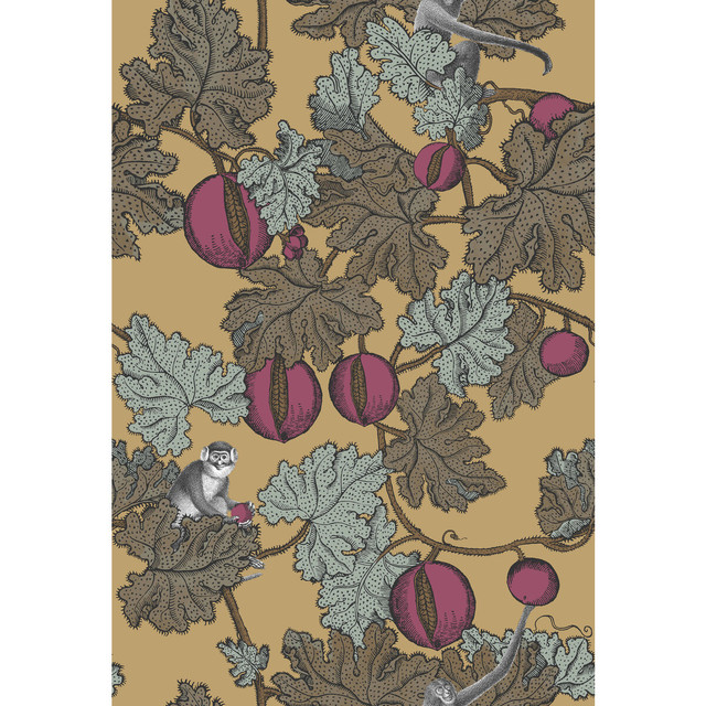 Frutto Proibito Magen/Gld by Cole & Son Designer Wallcovering COLE & SON FORNASETTI SENZA TEMPO PAPER - 100% United Kingdom - Horizontal: - and Vertical: 30 20.5 - Swanky Fabrics -