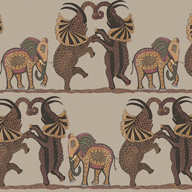 Safari Dance Red & Linen by Cole & Son Designer Wallcovering